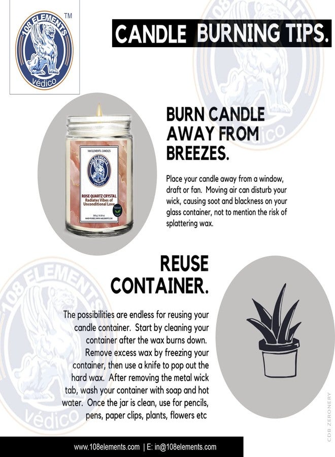 108 ELEMENTS 108 ELEMENST Soy Candles with Healing Crystals, Citrine, Rose Quartz, Amethyst Crystal, Tiger Eye Crystal with White Sage. (Rose Quartz Crystal Candles) - Image 5